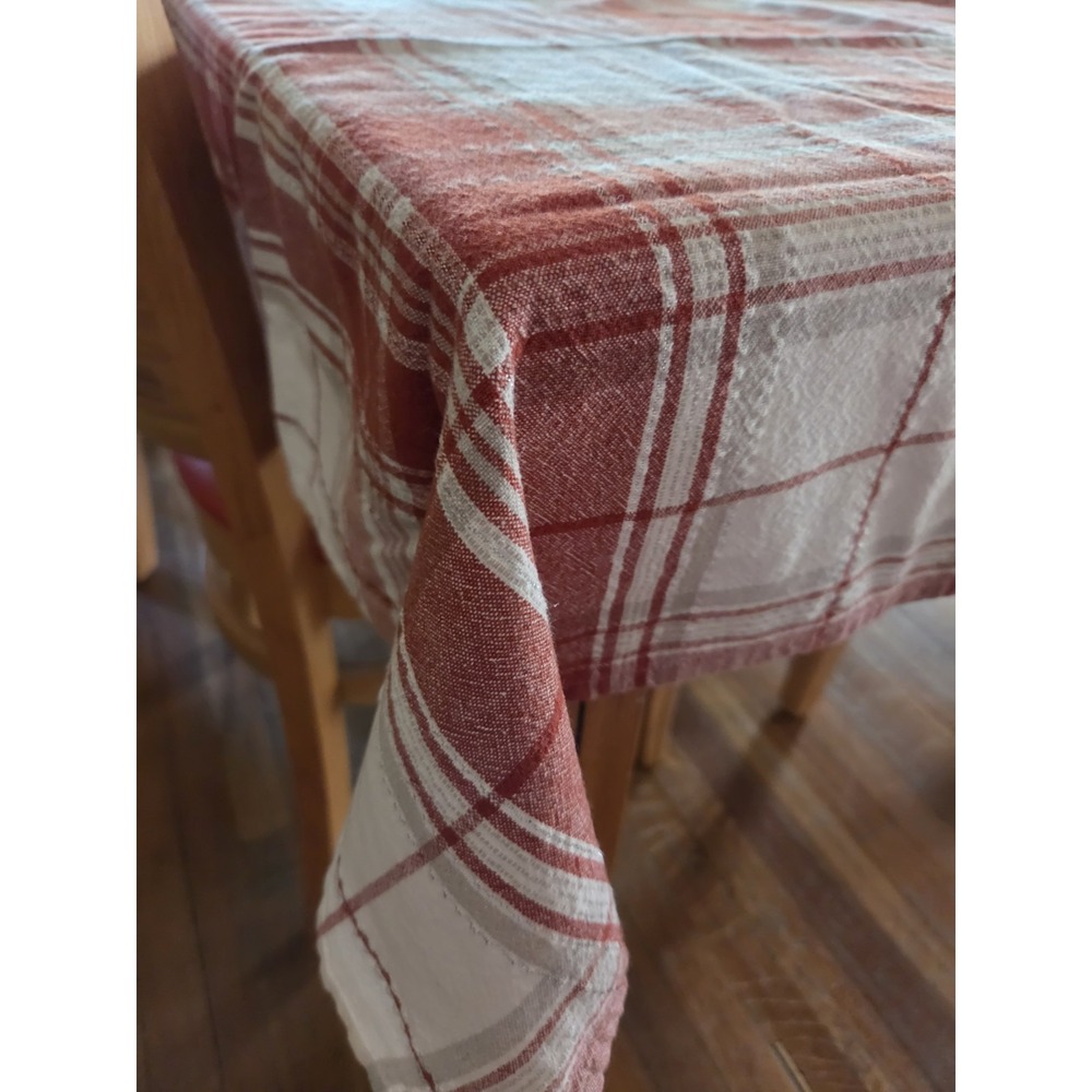 52x70 Tablecloth Rustic Reddish Orange Woven Slight Shimmer Fall Thanksgiving